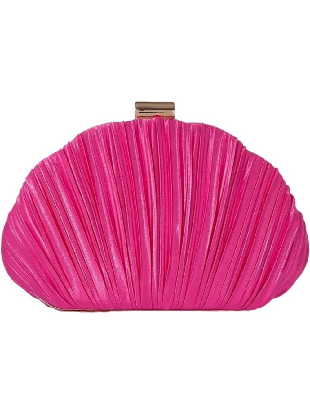 Women's Hot Pink Seashell Clutch Semicircular Soft Detachable Chain Evening Bag